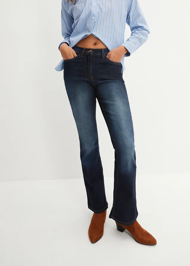 Jean bootcut taille mi-haute, extensible • bleu foncé used • product-page.page-title-suffix