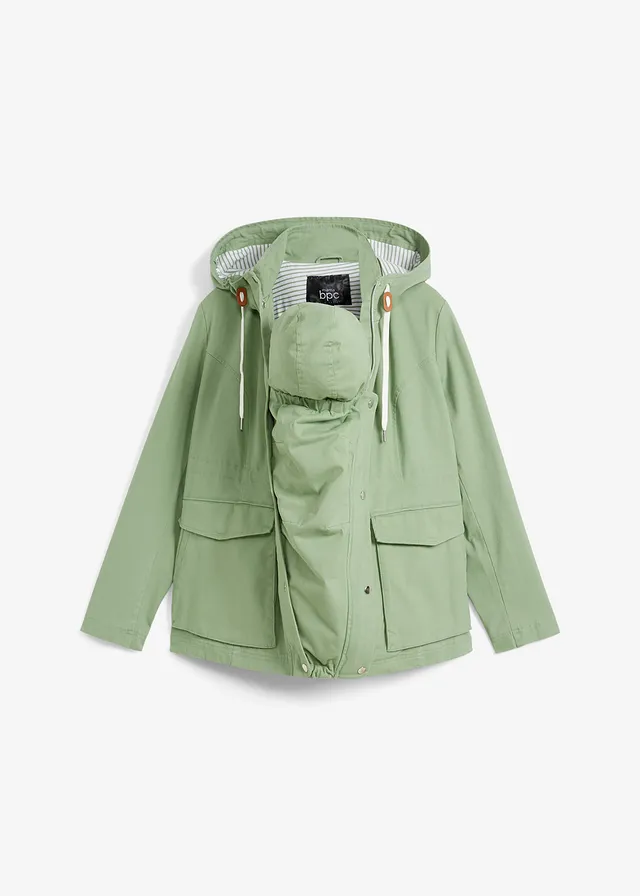 3-in-1 zwangerschapsjas / draagjas, Kleur: mosgroen-wit