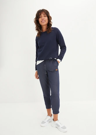 Sweatpants in denim look • donkerblauw • bonprix online shop