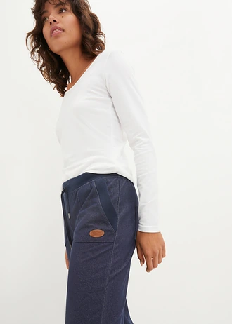 Pantalon 7/8 en molleton aspect jean • bleu foncé • Boutique bonprix