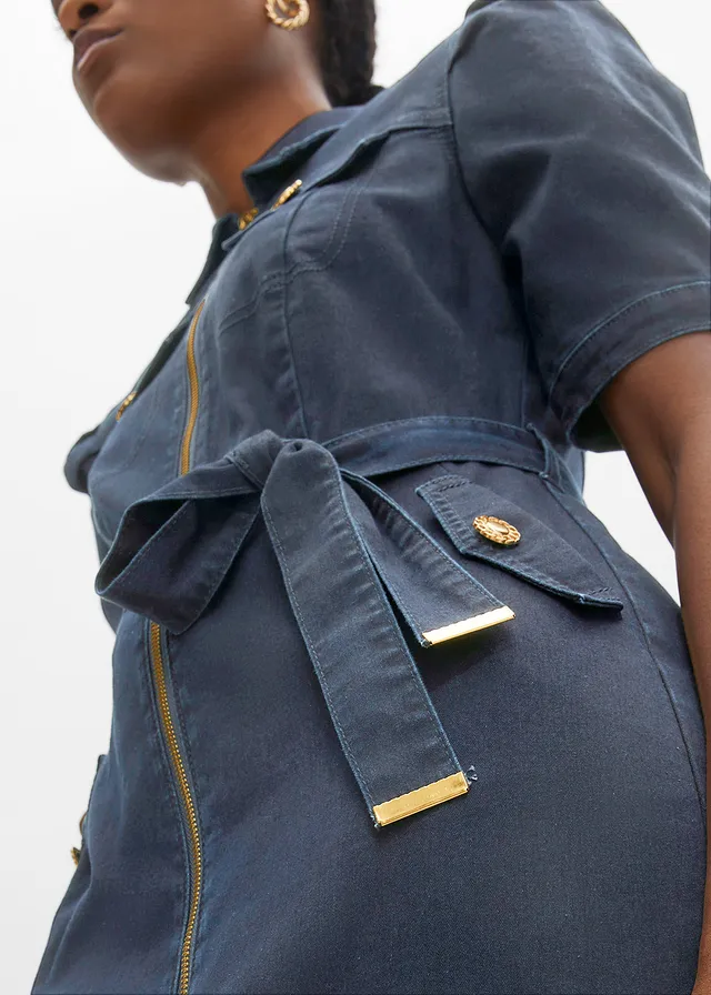 Džínové šaty se zipem • tmavě modrý denim • bonprix obchod