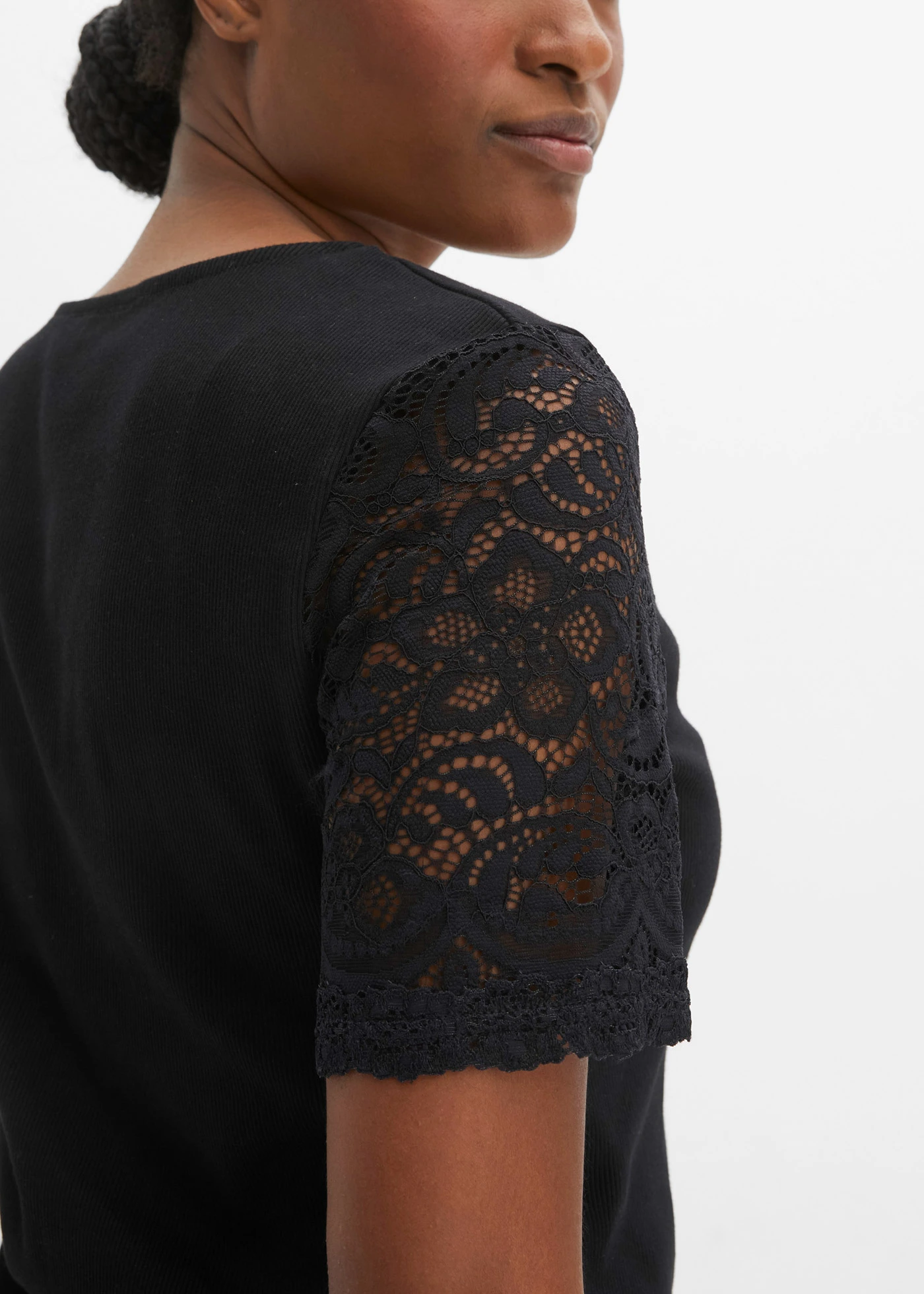 Žebrované tričko z bavlny • černá • bonprix obchod