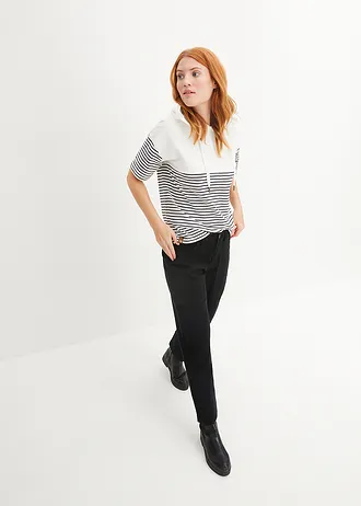 Sweat à capuche, Couleur: blanc cassé-bleu foncé rayé