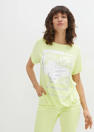 Shirt z nadrukiem • jasna limonka-srebrny-biały w kwiaty • bonprix obchod