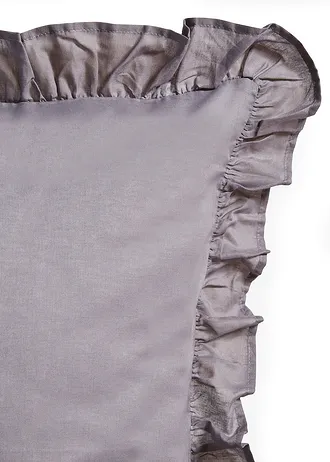 Dekbedovertrek linon met ruches, Kleur: grijs