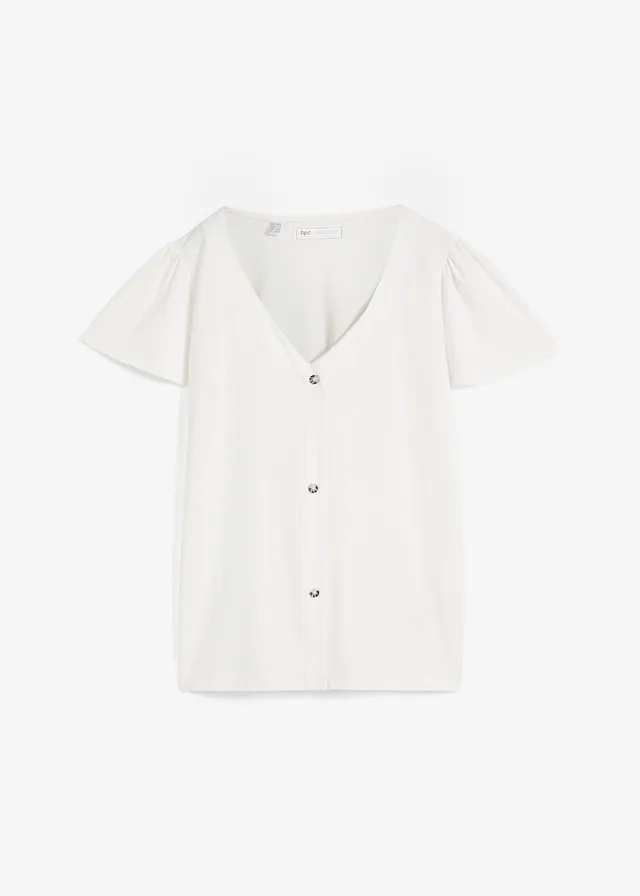 Shirt met knoopsluiting, Kleur: wolwit