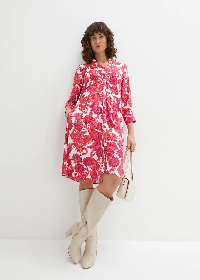 Robe-chemise en viscose fluide, Couleur: pink lady