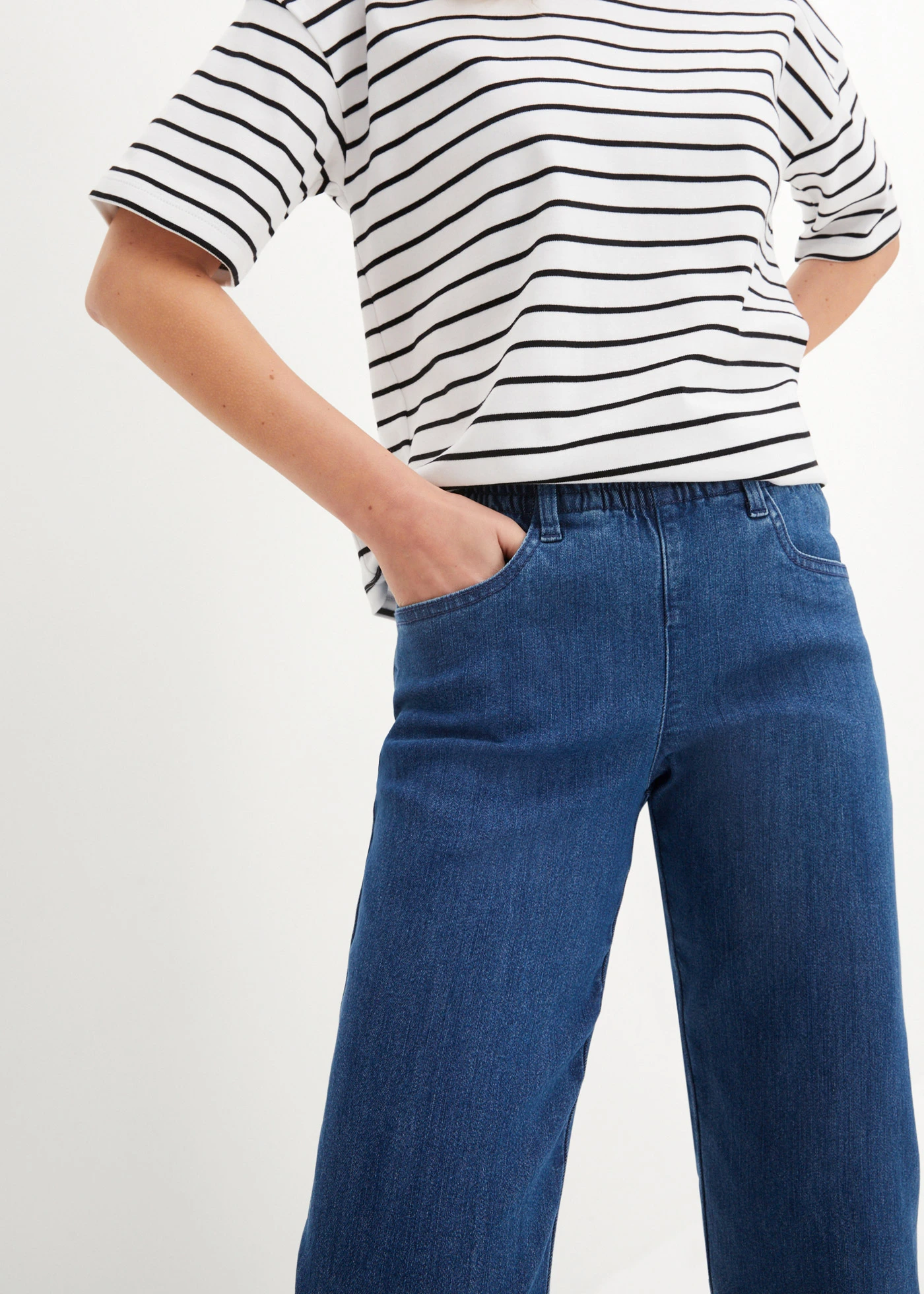 Straight džíny, Mid Waist (2 ks v balení) • modrý denim + černá • bonprix obchod