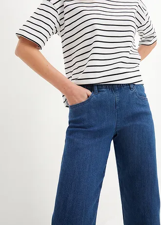 Straight džíny, Mid Waist (2 ks v balení) • modrý denim + černá • bonprix obchod