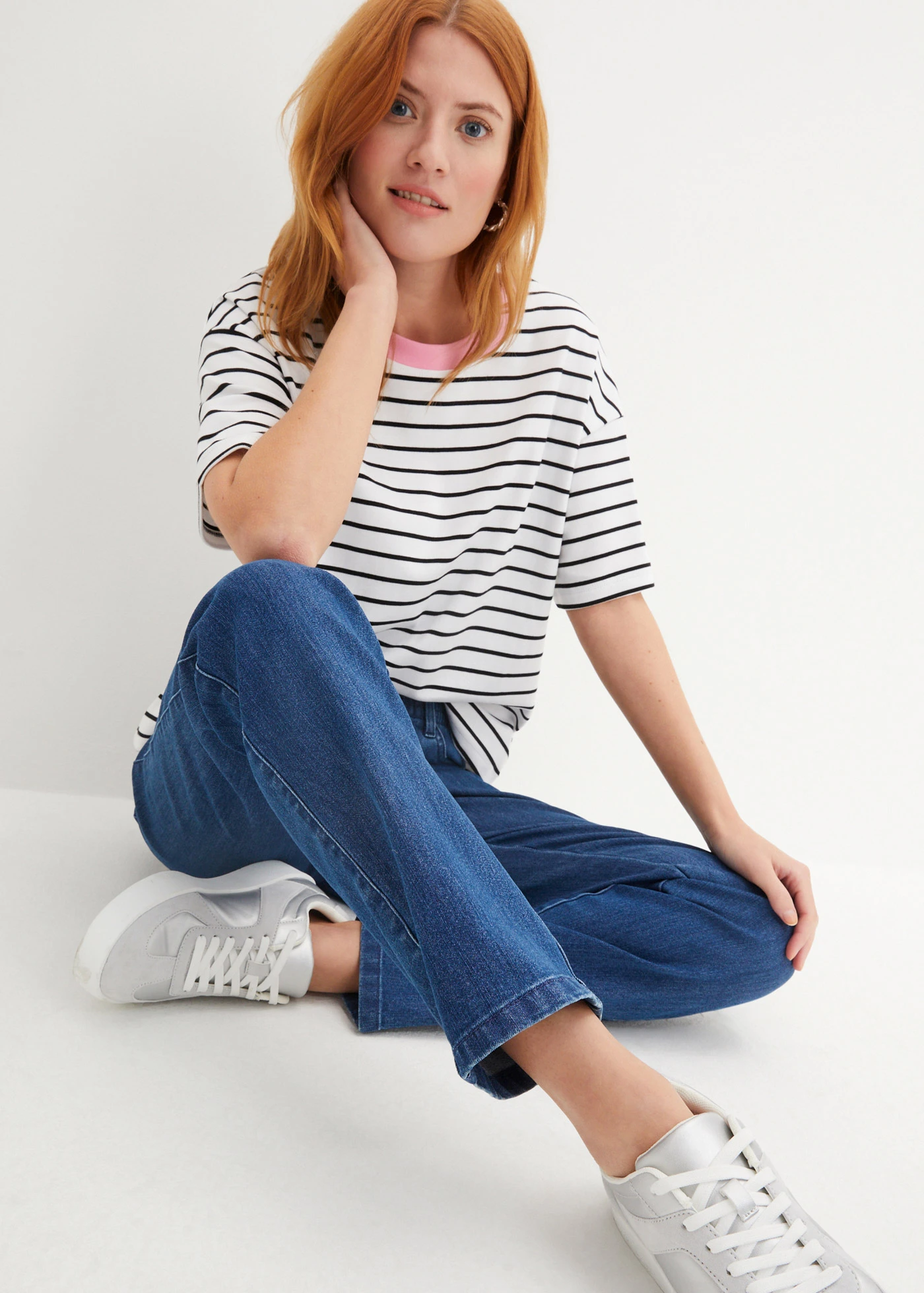 Straight džíny, Mid Waist (2 ks v balení) • modrý denim + černá • bonprix obchod