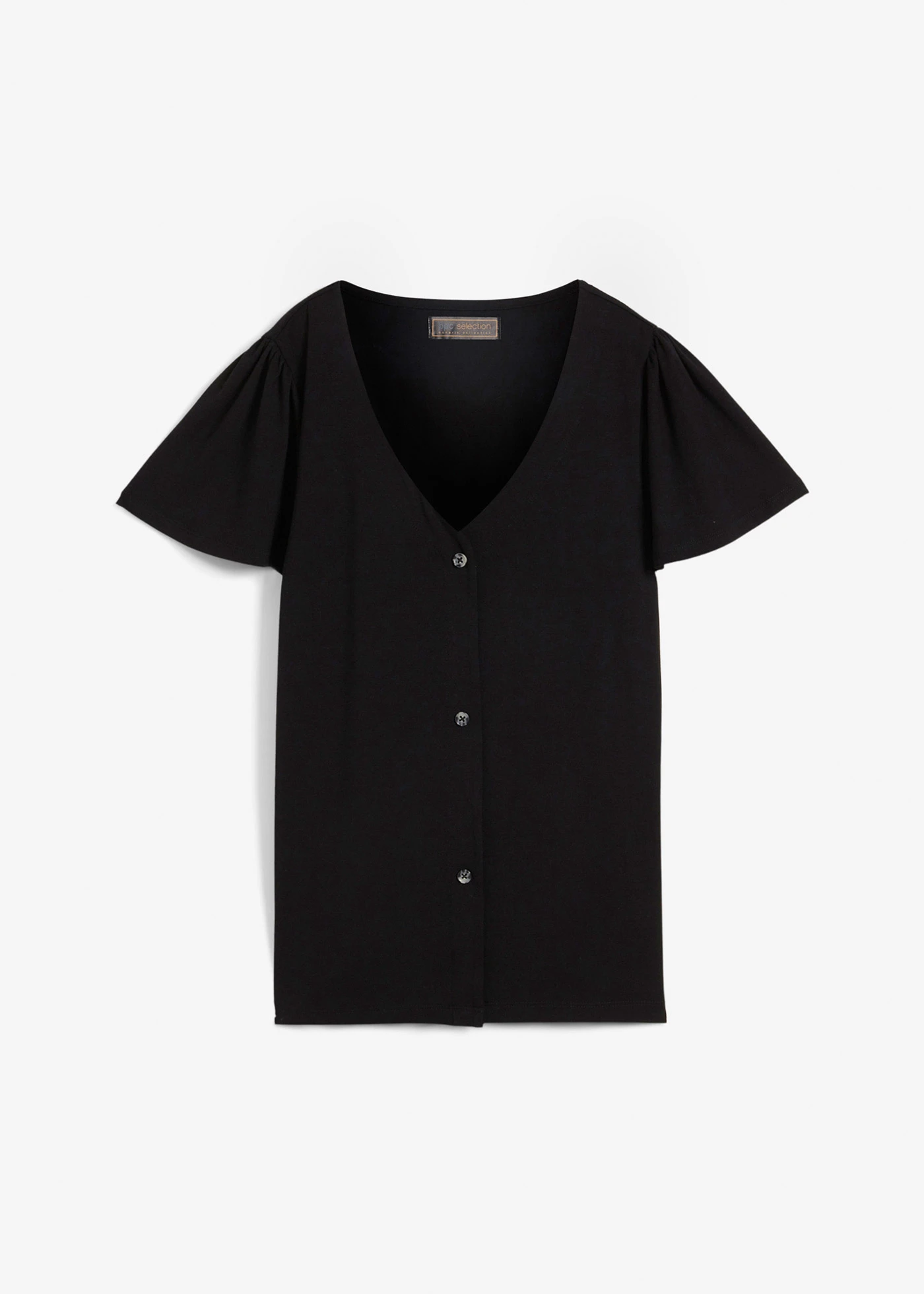 Koszulka z plisą guzikową • czarny • sklep bonprix