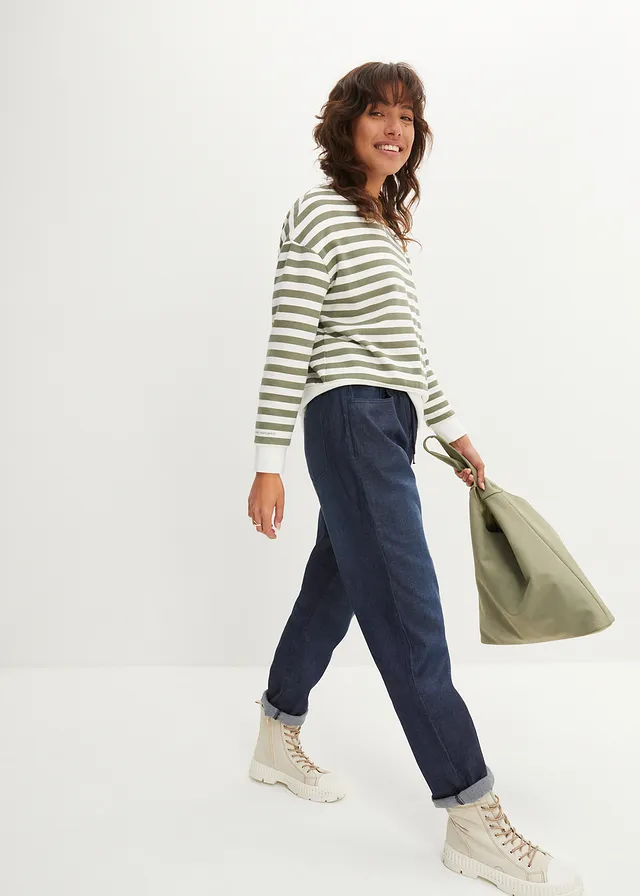 Lot de 2 jeans droits taille haute et élastiquée • denim bleu clair+denim bleu foncé used • product-page.page-title-suffix