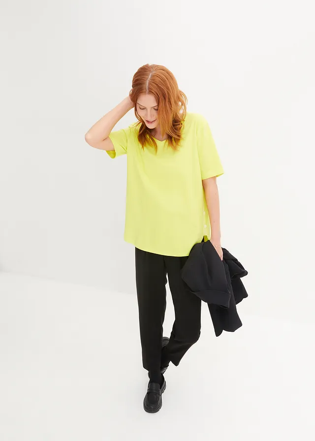 T-shirt ample en coton, Couleur: vert citron