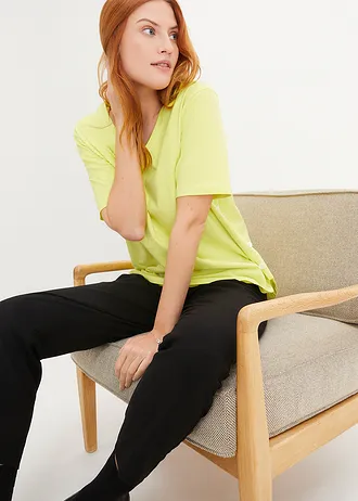 Wijd T-shirt van biologisch katoen • limoengroen • bonprix online shop