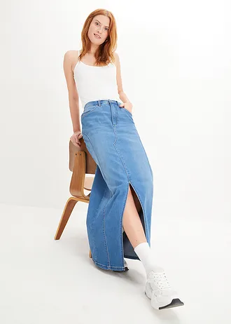 Džínová sukně Low Waist, pohodlná pasovka • středně modrý denim • bonprix obchod