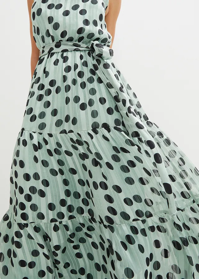 Chiffon jurk met glitter • pijnboomgroen-zwart gedessineerd • product-page.page-title-suffix