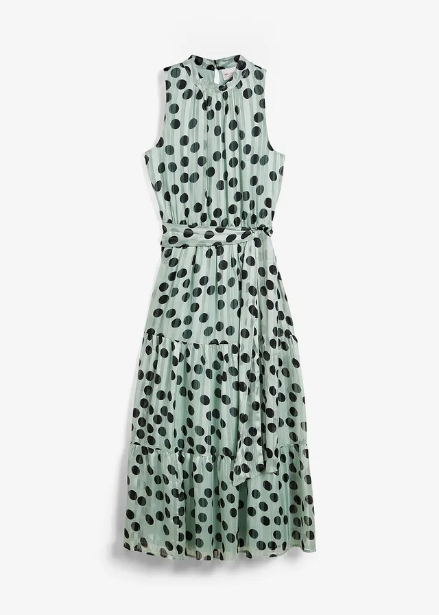 Robe en mousseline avec fil brillant, Couleur: vert pin/noir imprimé