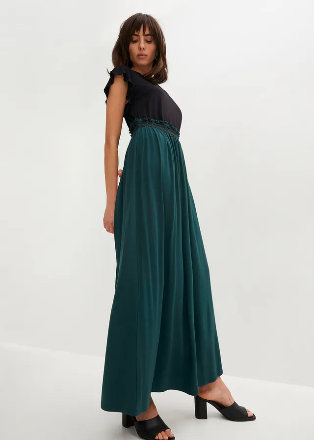 Robe en jersey viscose • noir/vert profond • product-page.page-title-suffix