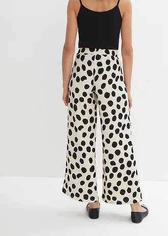 Žerzejové kalhoty • puntíkované šedobéžová/černá • bonprix obchod