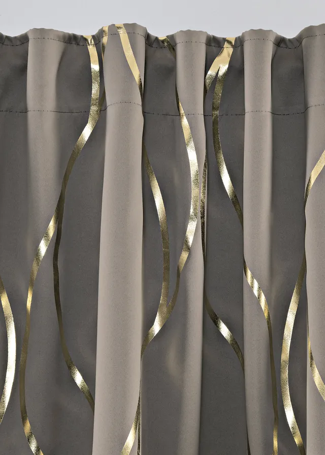 Verduisterend gordijn met glanzende print (1 stuk) • taupe-goudkleur • product-page.page-title-suffix