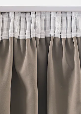 Verduisterend gordijn met glanzende print (1 stuk), Kleur: taupe-goudkleur