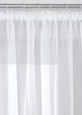 Transparante, korte vitrage met satijnen boord • wit-zilver • bonprix online shop