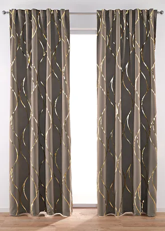 Draperie opacă suprafața lucios (1 buc.) • gri-bej/auriu • magazin bonprix