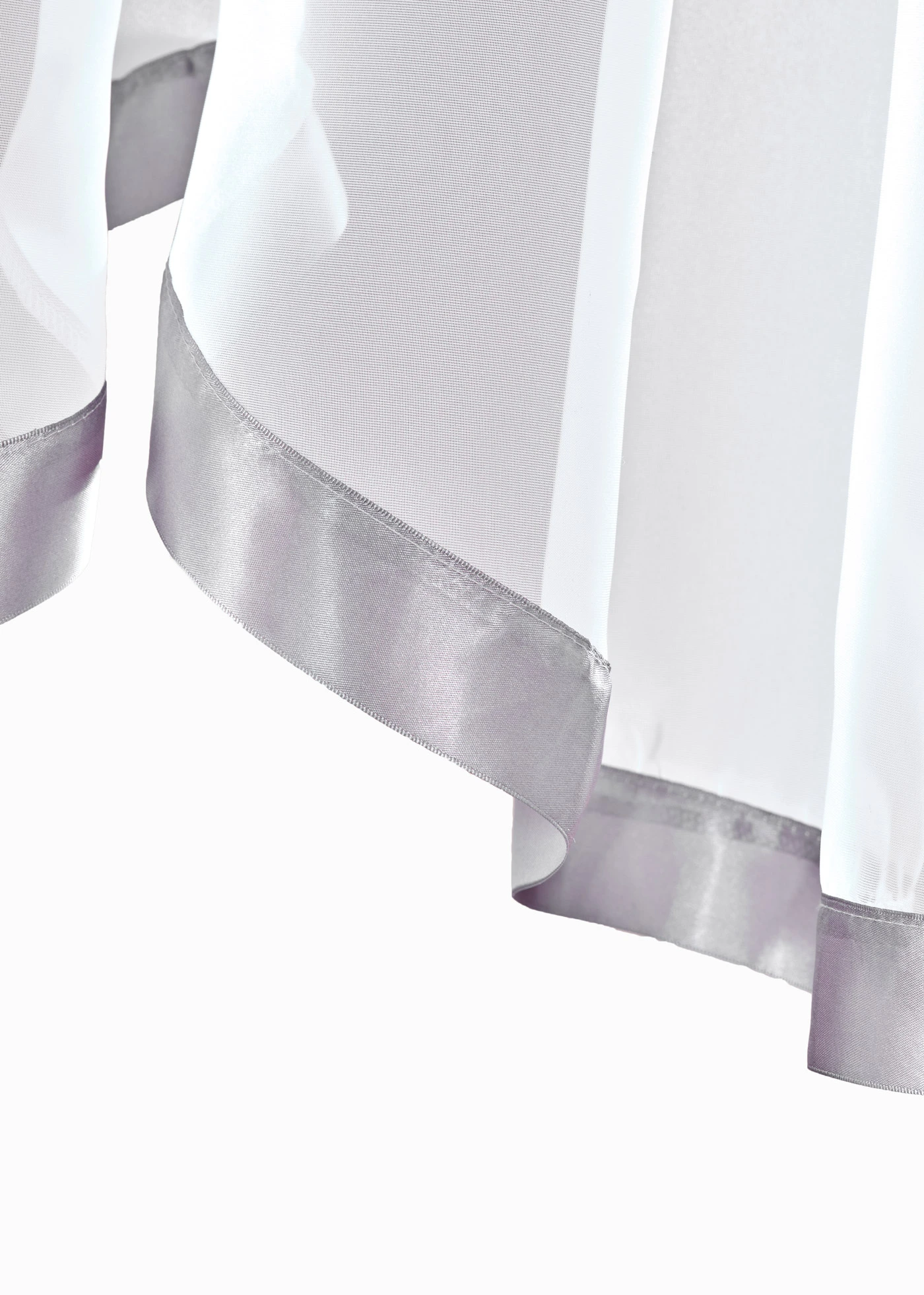 Transparante, korte vitrage met satijnen boord • wit-zilver • bonprix online shop
