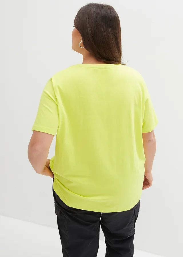 Wijd T-shirt van biologisch katoen, Kleur: limoengroen