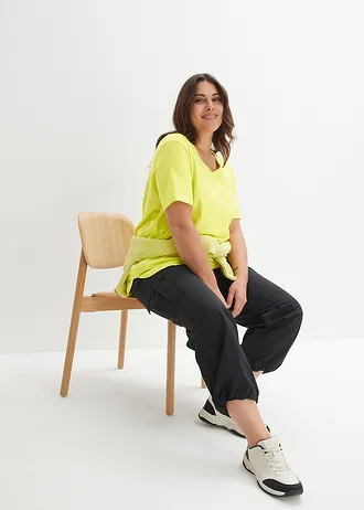 Široké tričko z organické bavlny, barva: limetkově zelená