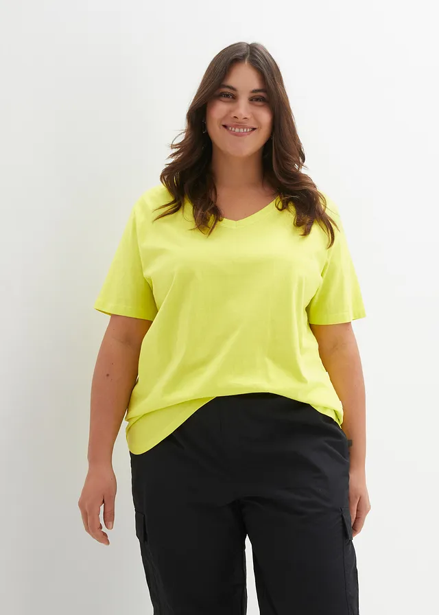 T-shirt ample en coton, Couleur: vert citron