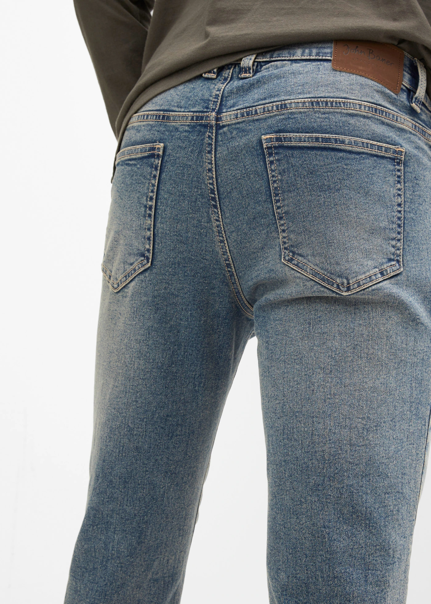 Jean regular, bootcut • bleu stone-beige foncé-cappuccino used • Boutique bonprix