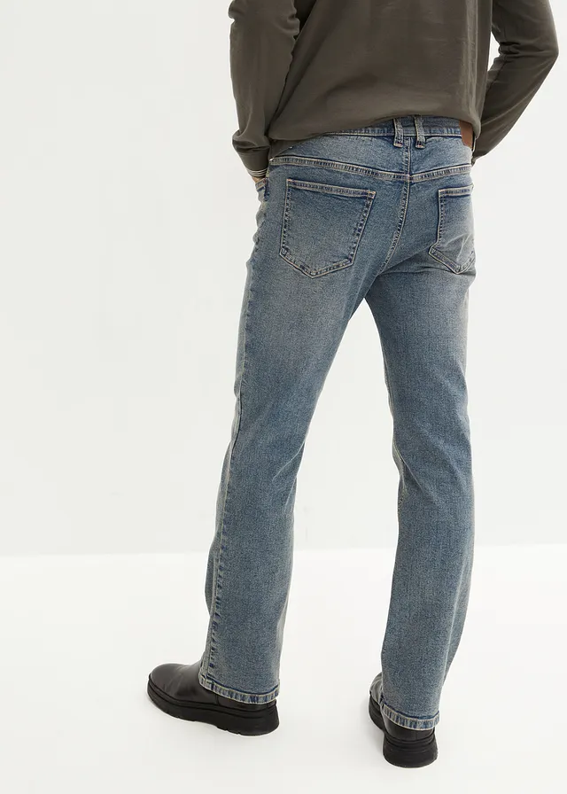 Regular fit jeans, bootcut, Kleur: blauw denimi-beige used