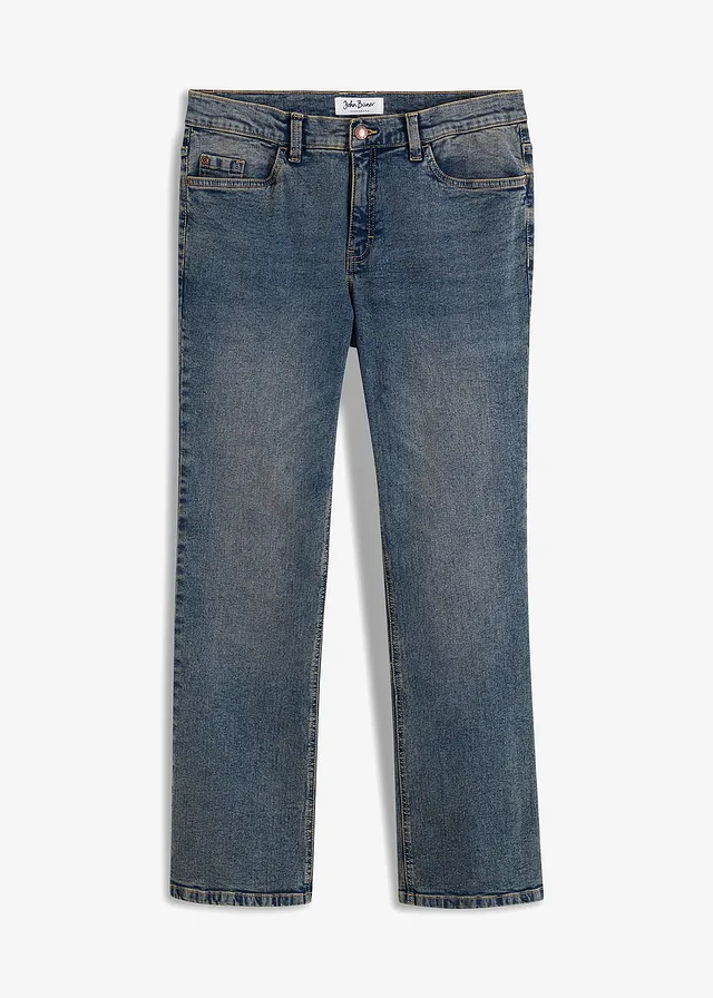 Džíny Regular Fit, Bootcut, barva: modrý denim-béžová used
