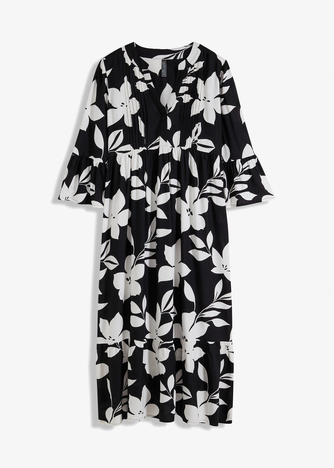 Maxi jurk van soepele viscose • zwart-wit gebloemd • bonprix online shop