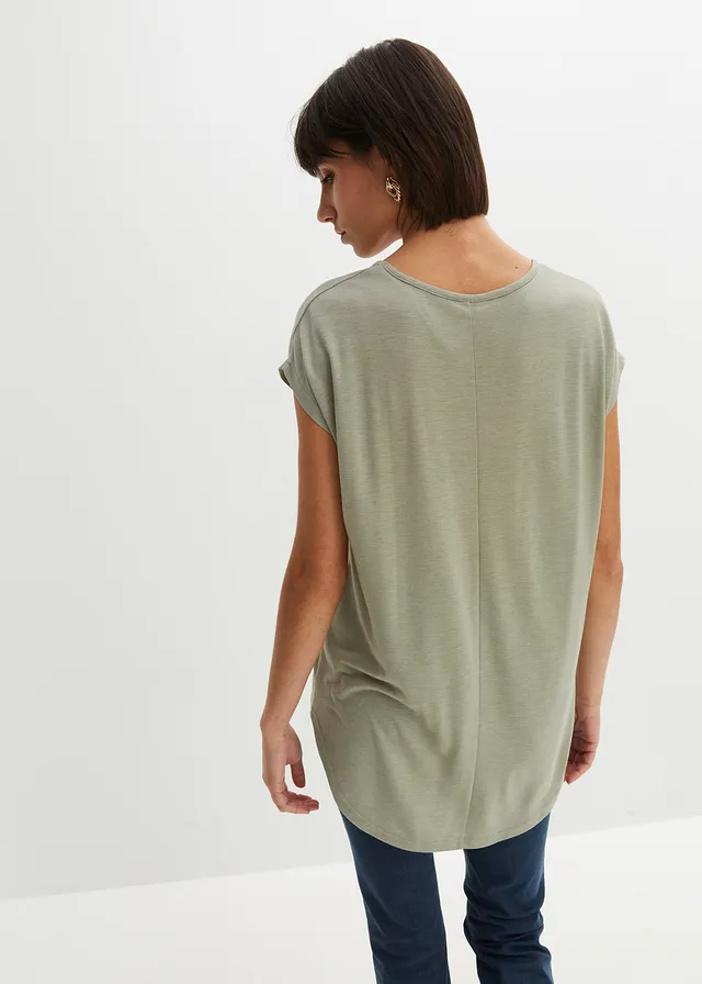 T-shirt long en viscose mélangée • gris vert imprimé • product-page.page-title-suffix