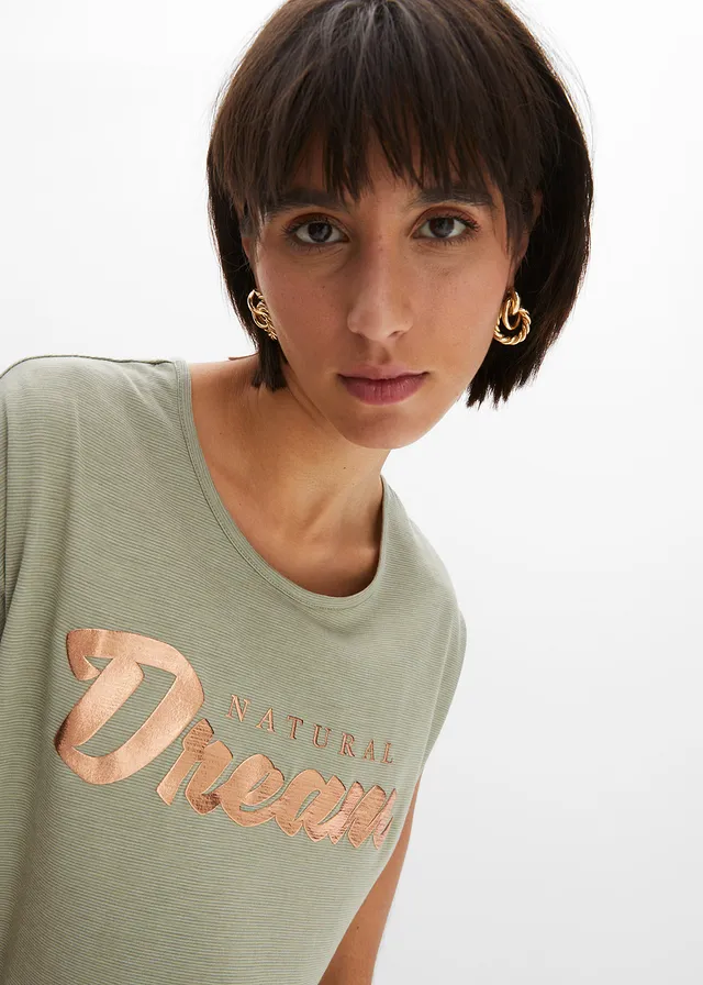 T-shirt long en viscose mélangée • gris vert imprimé • product-page.page-title-suffix