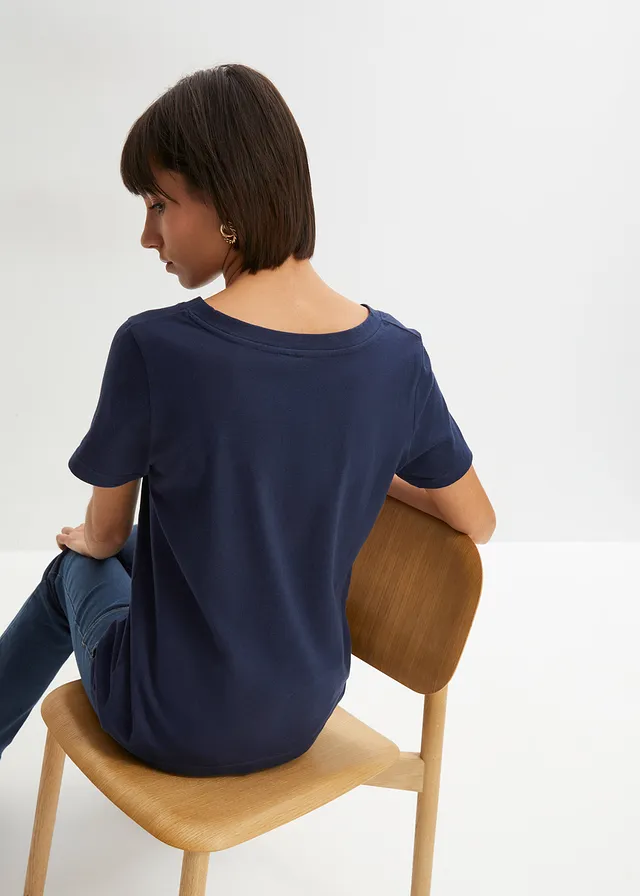 Tricou imprimat din bumbac organic • bleumarin cu imprimeu • magazin bonprix