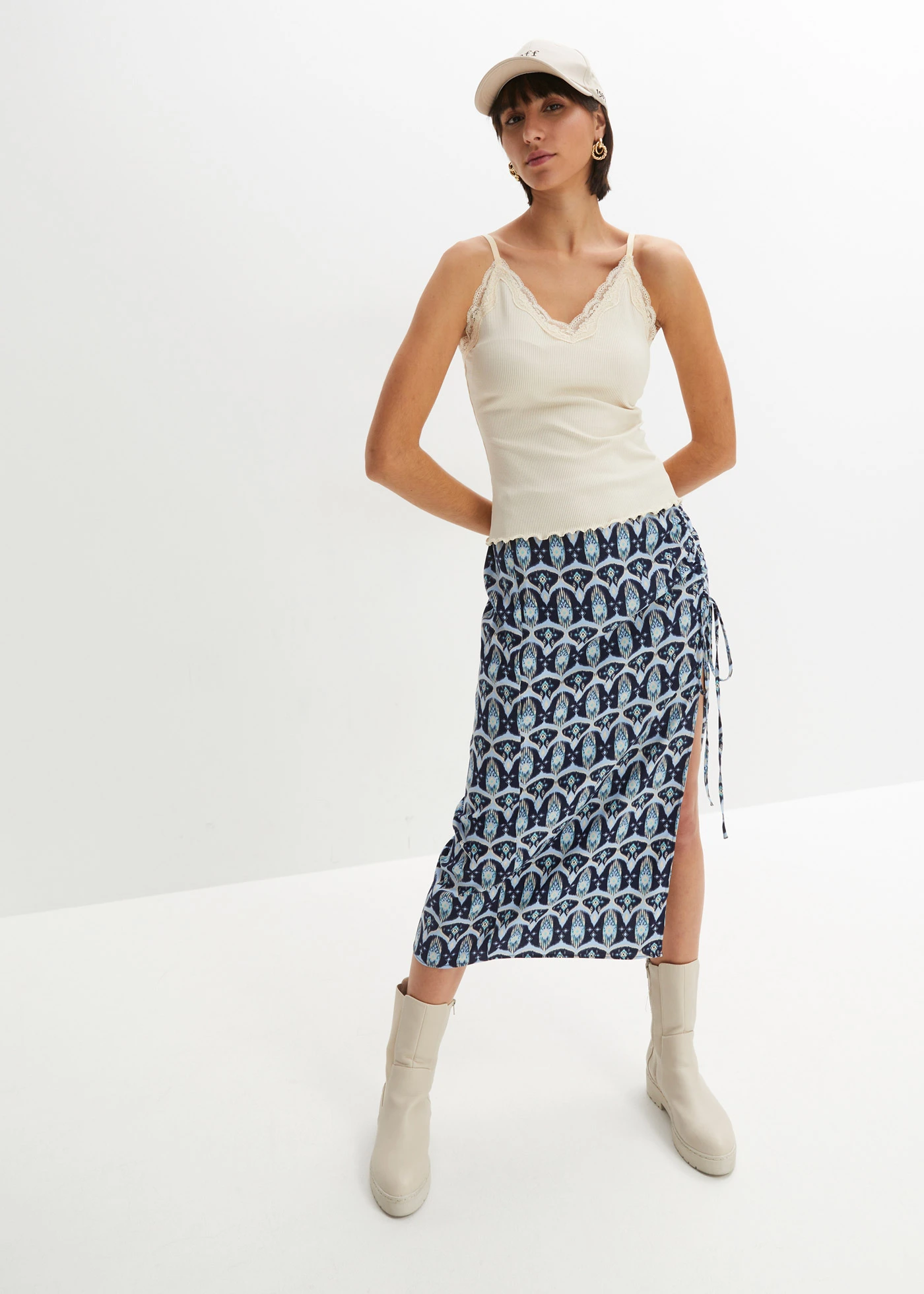 Geribde top van een zachte viscosemix (set van 2) • kiezelgrijs-zwart • bonprix online shop