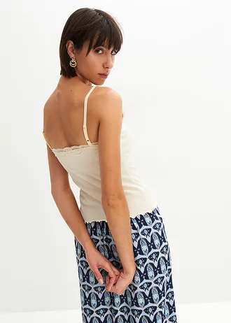 Geribde top van een zachte viscosemix (set van 2) • kiezelgrijs-zwart • bonprix online shop