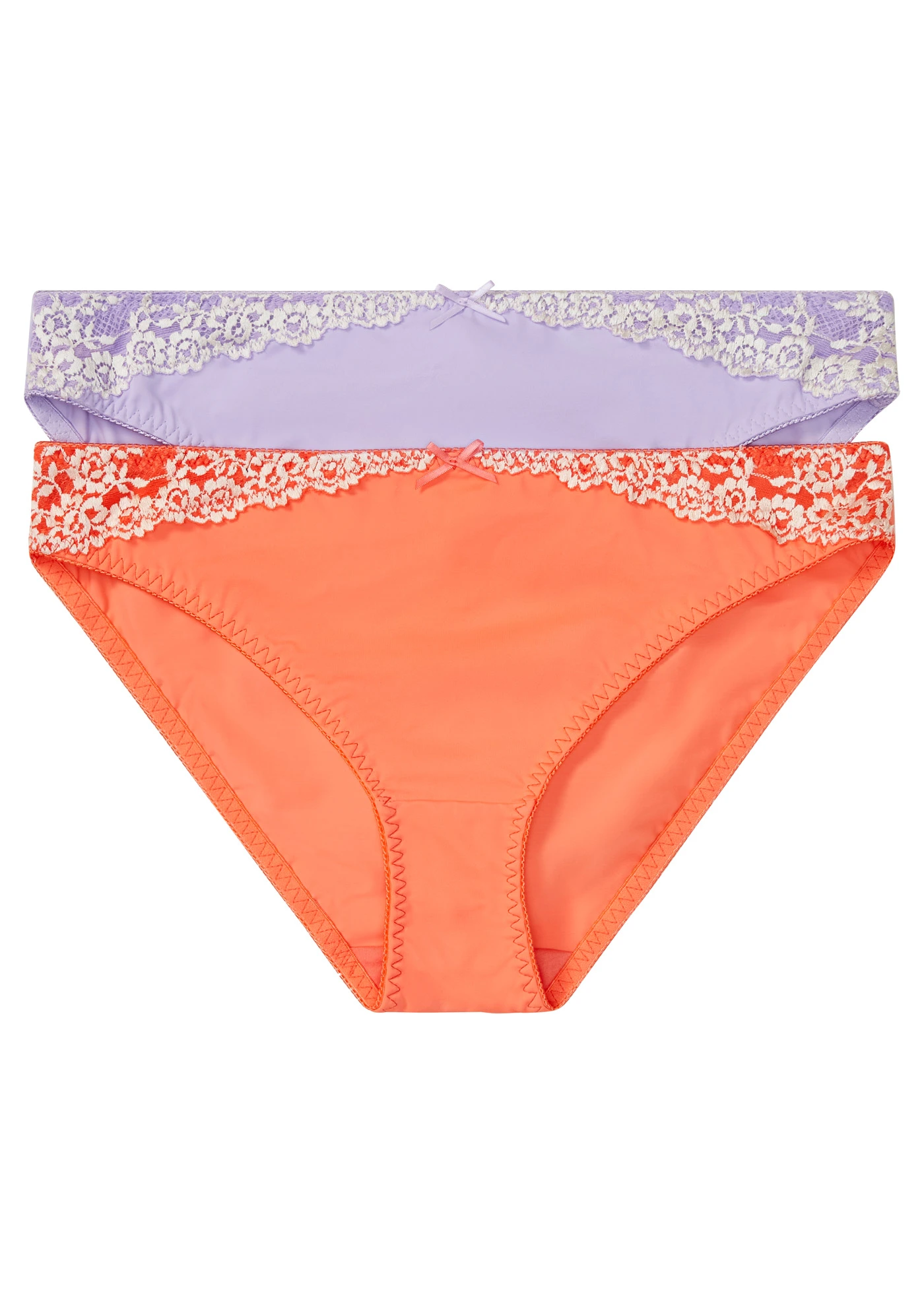 Slip met gerecycled polyamide (set van 2) • zalmoranje+lichtviolet • bonprix online shop