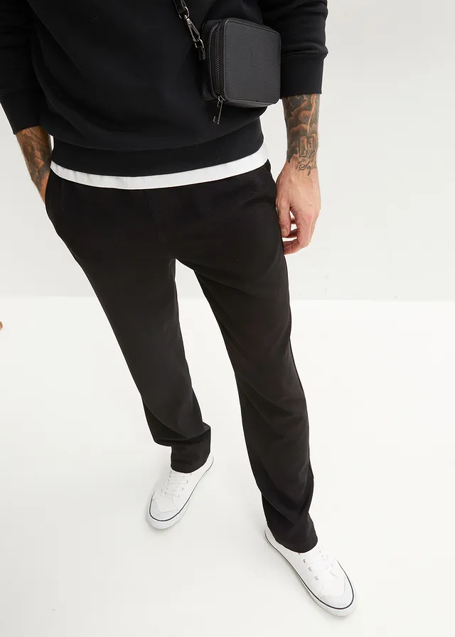 Relaxed fit stretch instapbroek, straight • zwart • product-page.page-title-suffix