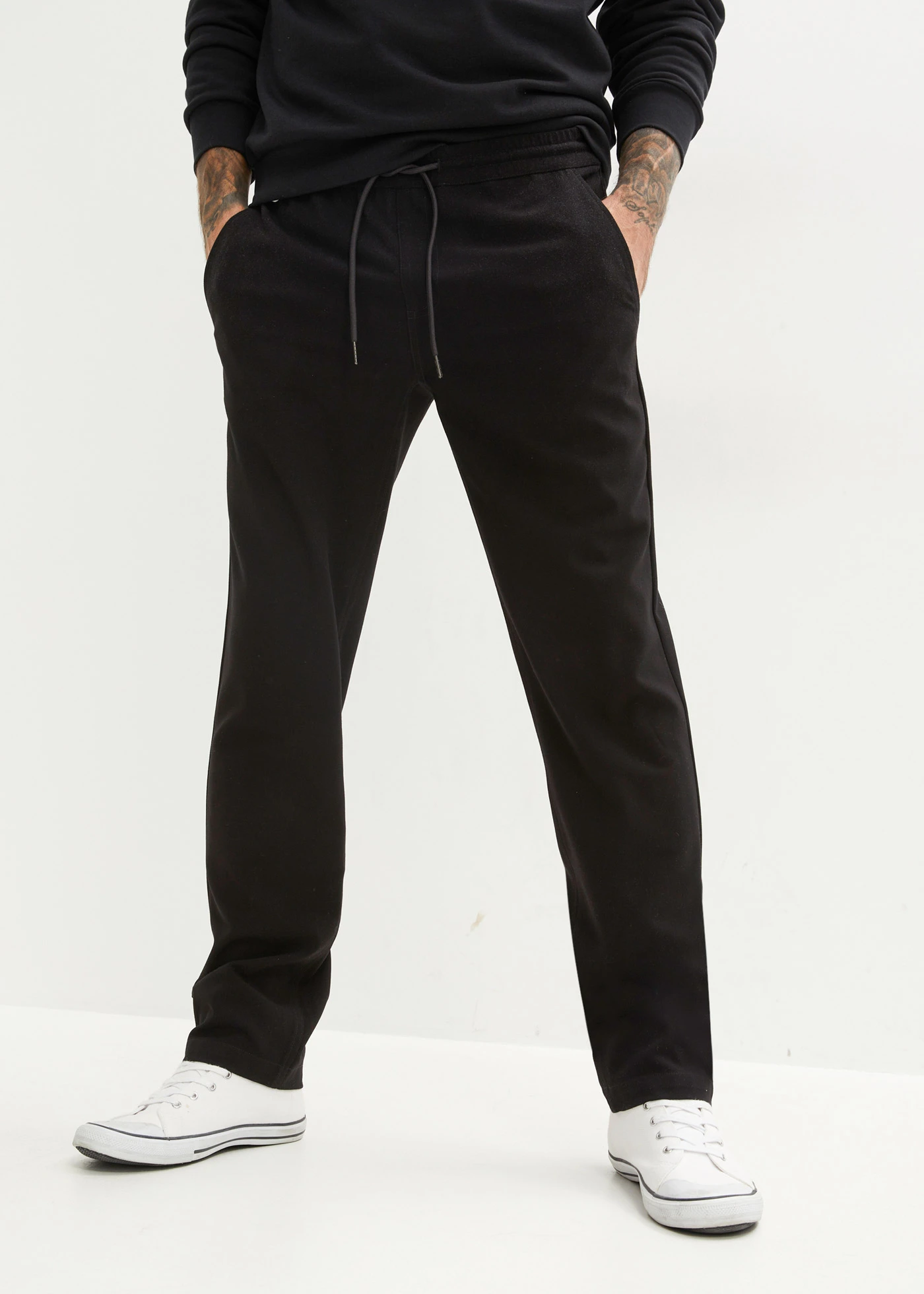 Relaxed fit stretch instapbroek, straight • zwart • bonprix online shop