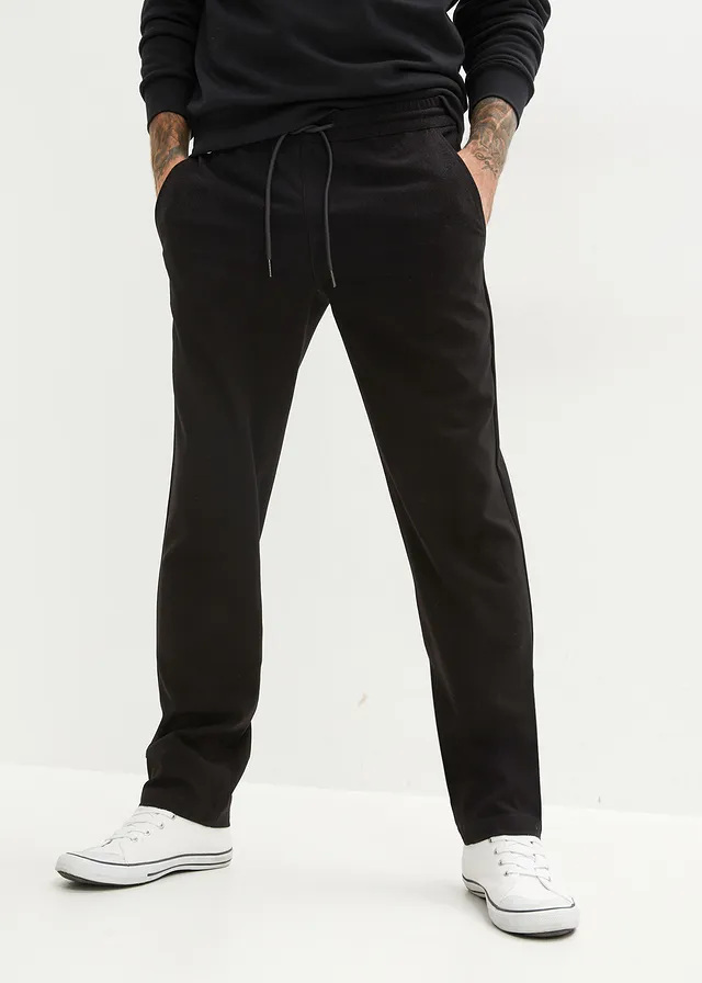 Relaxed fit stretch instapbroek, straight, Kleur: zwart