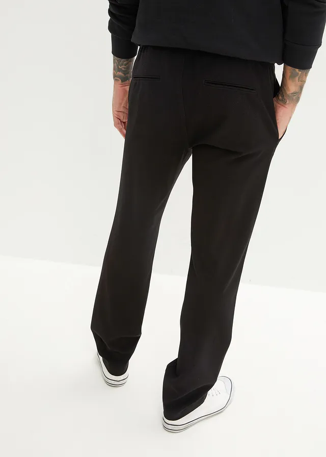 Relaxed fit stretch instapbroek, straight, Kleur: zwart