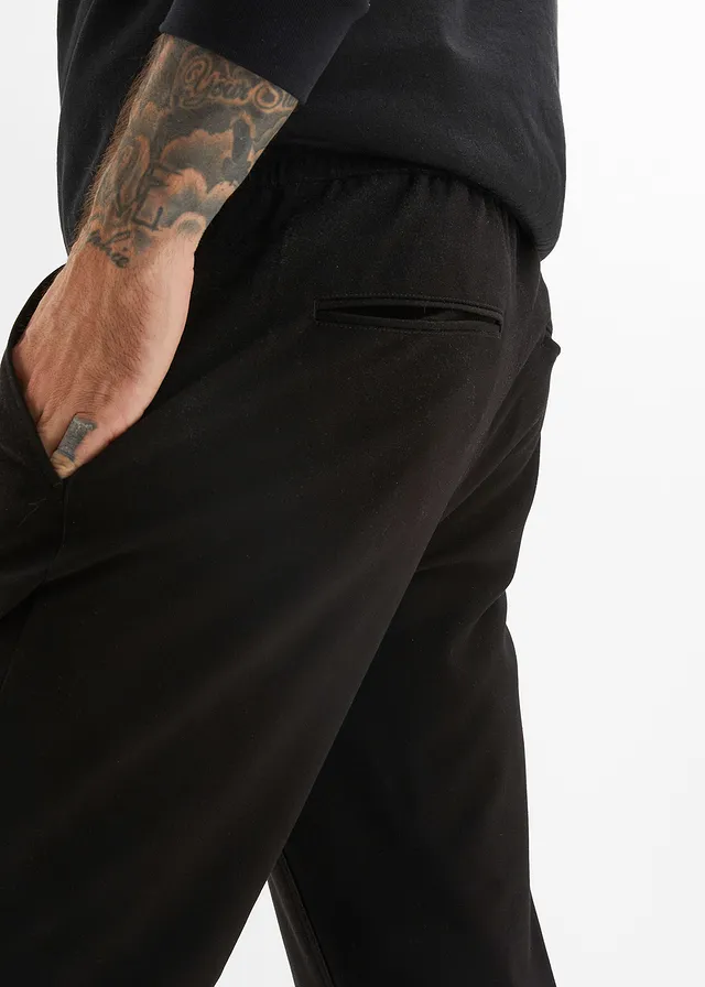 Chino extensible à taille élastiquée, droit et ample • noir • product-page.page-title-suffix