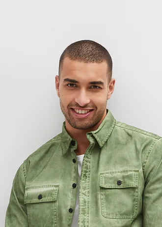 Košile s dlouhým rukávem a sepraným vzhledem, z čisté bavlny • matně mechová used • bonprix obchod