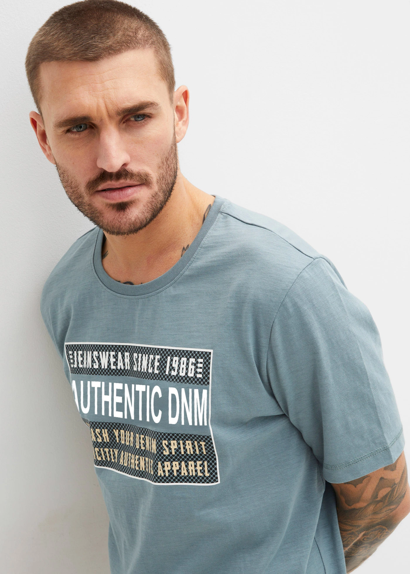 T-shirt van puur katoen, loose fit • grijsgroen • bonprix online shop