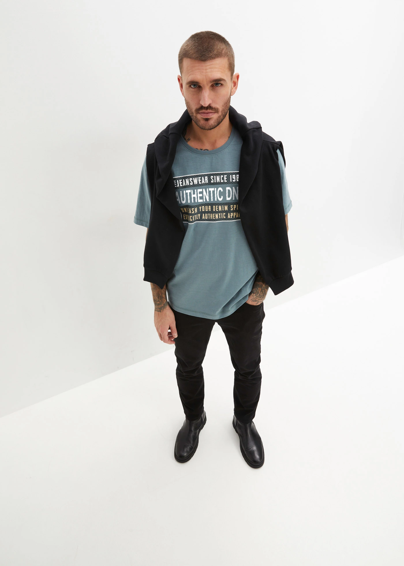 T-shirt van puur katoen, loose fit • grijsgroen • bonprix online shop