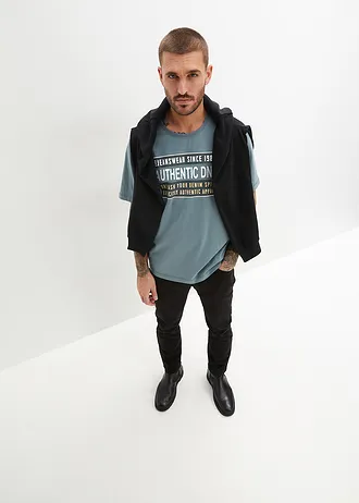 T-shirt van puur katoen, loose fit • grijsgroen • bonprix online shop